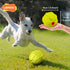 LaRoo Durable Natural Rubber Squeaky Dog Ball Toy, Teeth Cleaning Chew Toy for Medium and Large Dogs (9CM Green)