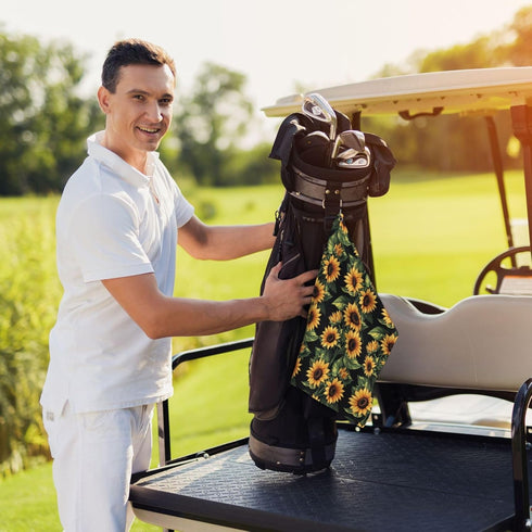 Vendhui Bouquet of Yellow Sunflowers Premium Golf Towel, Prints Towel Golf Carts Or Clubs Accessories Golfers Gifts