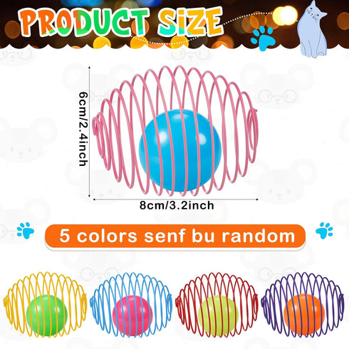 5 Jecery Pcs Cat Spring Balls Toys Stretchable Rolling Balls Colorful Playful Coils Interactive Action Toy Caged Rats