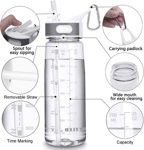 VENNERLI Sports Water Bottle with Straw, 800ML Reusable Hydro Jug, BPA-Free for Fitness Outdoor