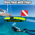 Inflatable Diving Safety Surface Marker Buoy - High Visibility Diver Down Torpedo Float with 2 Dive Flags