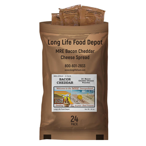 Long Life Food Depot MRE Bacon Cheddar Cheese Spread (24-Pack) Long Shelf Life 2024+ Production Dates