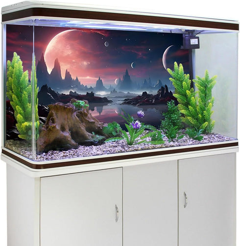 AWERT 24x16 inches Cosmic Reptile Habitat Background, Parallel Space Fish Tank Background for Desert Terrarium