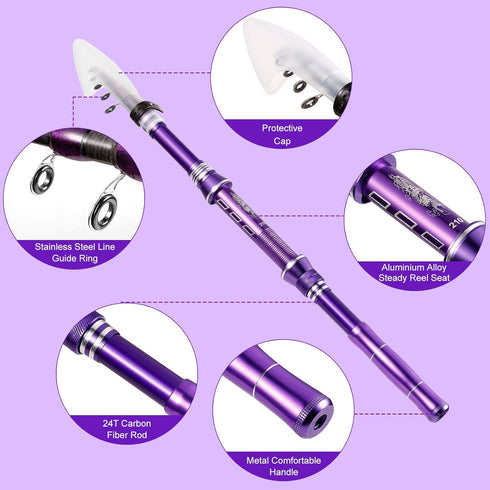 Telescopic Fishing Rod Kit - Carbon Fiber Fishing Pole and Reel Combos with Travel Bag