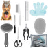 9 Pcs Dog Grooming Brush Shedding Kit, Self-Cleaning Slicker Brush, Nail Clippers, Scissors for Cats and Pets