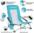HAUSHOF High Back Beach Chair, Mesh Back Folding Chair, Lightweight Low Seat Camping Chairs with Cup Holder, Carry Bag