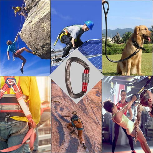 Screwgate Locking Carabiner Clip - Heavy Duty Rock Climbing Carabiner, Screw Lock for Outdoor Equipment