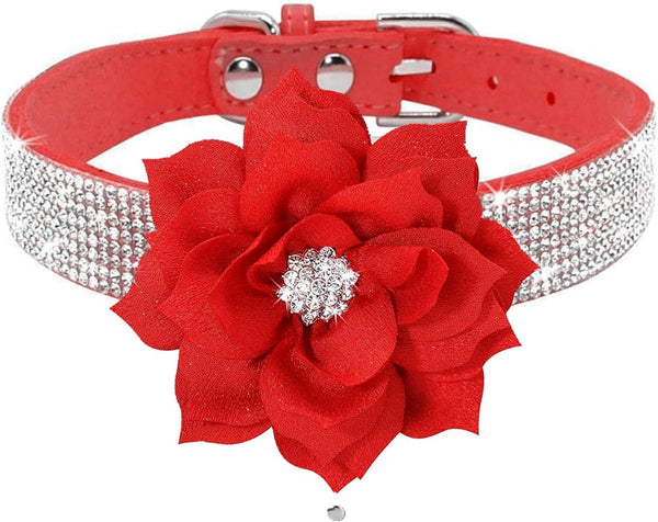 Cute Dog Collar with Bling Rhinestone, Fancy Crystal Diamond Glitter Jewel Soft Collars for Small Medium Large Dogs