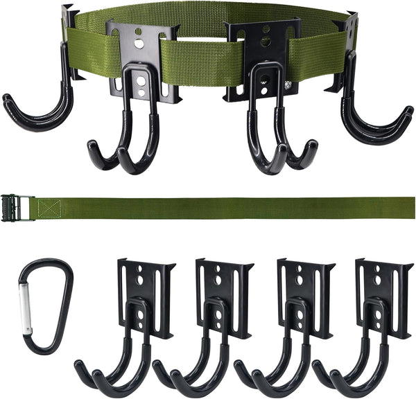 Tree Strap Gear Hanger for Hunting - Tree Stand Bow Hangers with 4 Tree Gear Hooks & Tie Down Straps