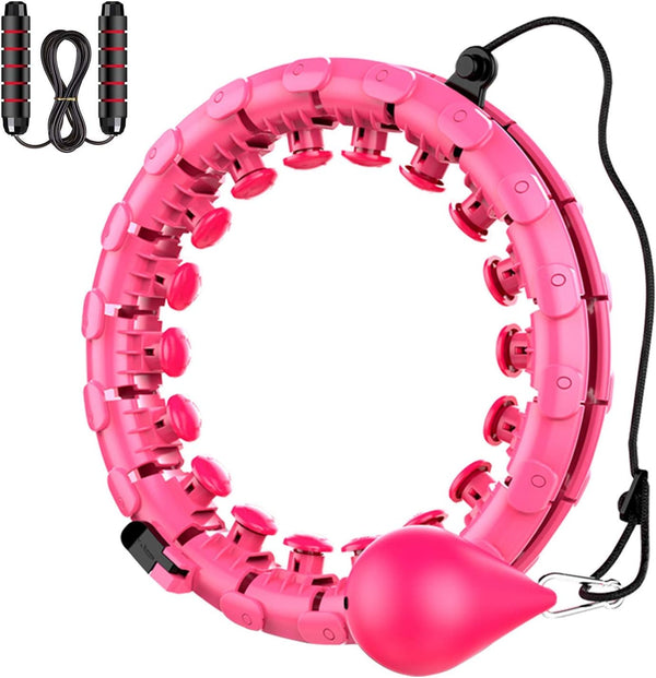 Smart Adjustable Hoop, 24 Knots Fitness with 360° Massage Head, 2 in 1 Abdominal Fitness and Massage