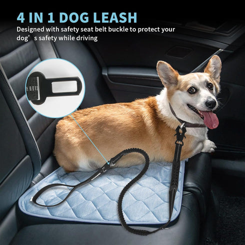 Heavy Duty Tactical Dog Leash for Large Dogs, 4-6 Foot Reflective Bungee with Two Padded Traffic Handles