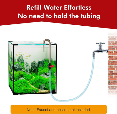 Dreyoo Aquarium Fish Tank Hook Water Changer, with Flow Switch, Quickly and Efficiently Helps Fill Your Water, Aquarium Vacuum Water Filler for Fish Tank, Suit for 1/2'', 5/8'' 3/4'' Hose