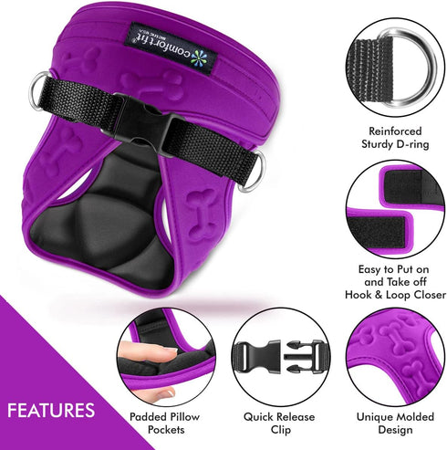 Comfort Fit Dog Harness No Pull, Adjustable Buckles, Soft Padded Reflective Step-in Vest for Small Medium Large Dogs
