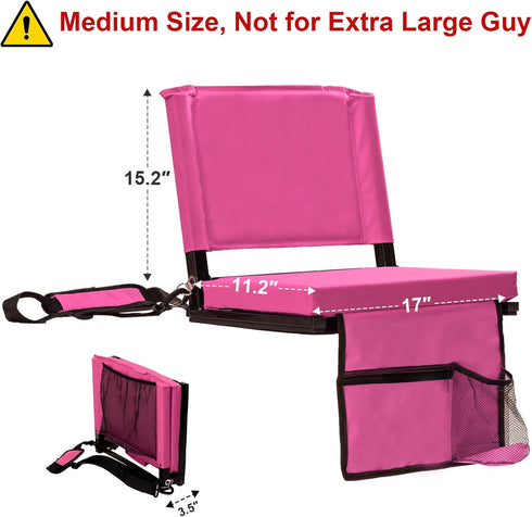 FZGhome 3 Stadium Seats with Back Support for Bleachers, Folding Bleacher Seat Bleacher Chairs with Back and Cushion