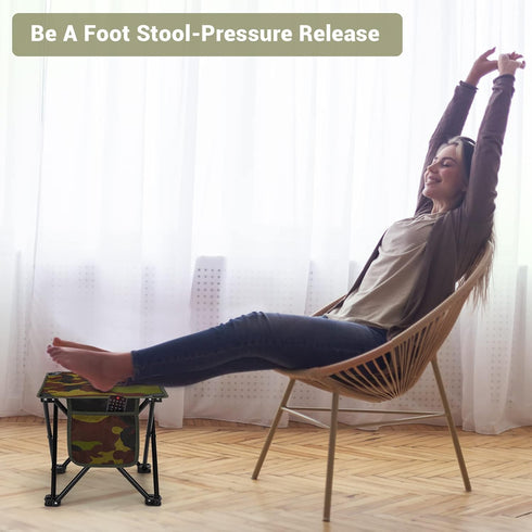 12.5in Portable Camping Stool with Side Pocket Camping Seat Foldable Comfortable Widening Heightening for Travel