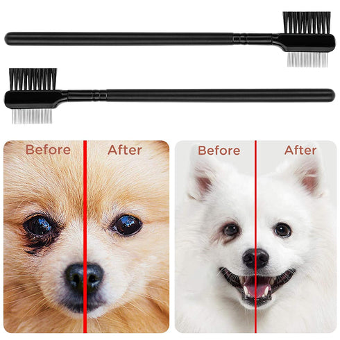 LUTER 4 Pcs Tear Stain Remover Comb - Double-Sided Multifunctional Dog Eye Comb Brush for Grooming