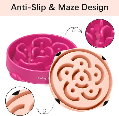 MateeyLife Large Slow Feeder Dog Bowls 2PCS - Anti-Choking Puzzle Non Slip Interactive Dog Feeding Bowls