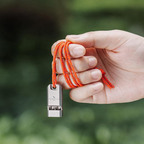iBasingo 1 Pack Titanium Emergency Whistle, Loud Survival Safety Gear with Lanyard for Outdoor Hiking, Coaches, Training