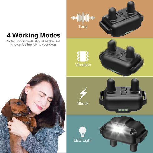 Dog Shock Collar with Remote, Waterproof Rechargeable, 1640ft Range with LED Light, Beep, Vibration, Shock for