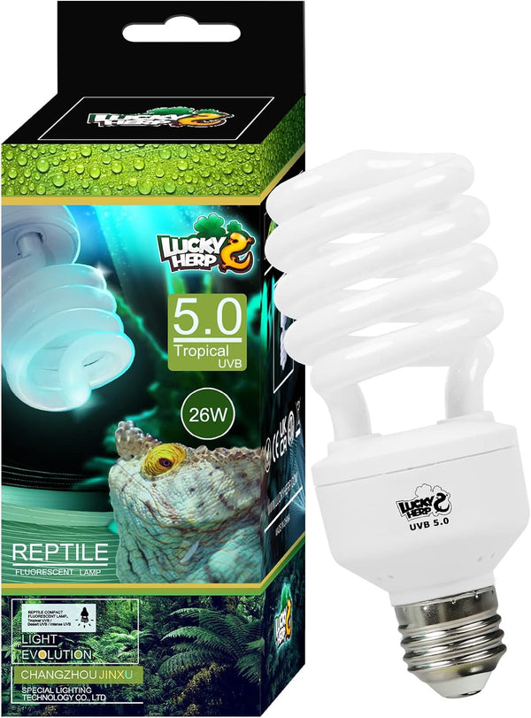 LUCKY HERP 5.0 26W Compact Fluorescent UVA UVB Light Tropical Terrarium Lamp for Reptiles