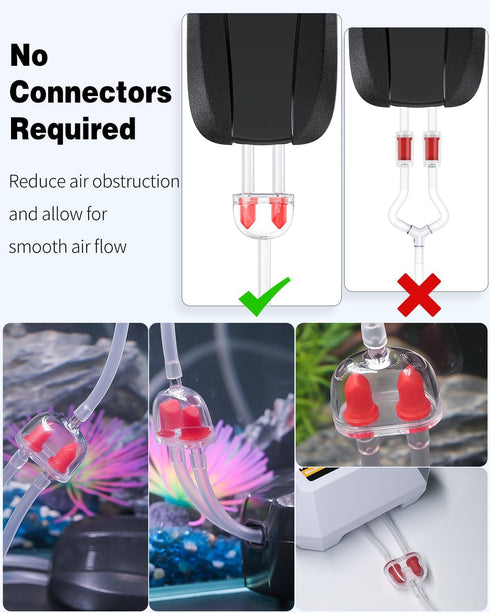 Pawfly 2 Pack Aquarium Check Valves Plastic 2-Way Non-Return Valves for Fish Tank Air Pump Protectors 3/16 Inch Tubing