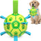 Dog Toys Soccer Ball - Interactive Tug of War Toy, Durable Water Ball for Small & Medium Dogs - Green & Yellow (6 inch)