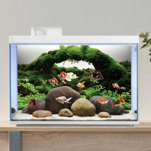 AWERT Green Algae Stone Aquarium Background 30x18 inches, Aquatic Plant Fish Tank Background, Vinyl Background