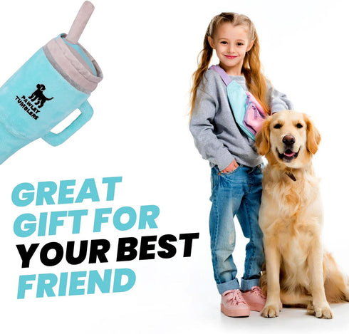 Crinkle & Squeak Dog Toy, Stanley Cup Inspired, Soft Plush for Medium & Large Dogs (Turquoise)
