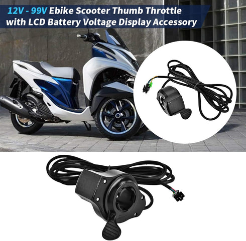 Thumb Throttle Speed Control | Sensitive Scooter Thumb Throttle with LCD Battery Voltage Display 12V to 99V