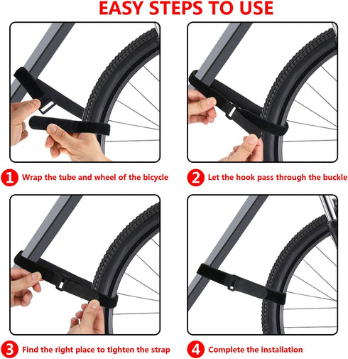 SANNIX Reusable Bike Wheel Stabilizer Straps, Adjustable Rack Strap with Durable Hook (Black and Orange)