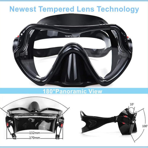 Professional Snorkel Diving Mask, Ultra Clear Lens with Wide View Tempered Glass Goggles, Anti-Leakage Scuba Mask