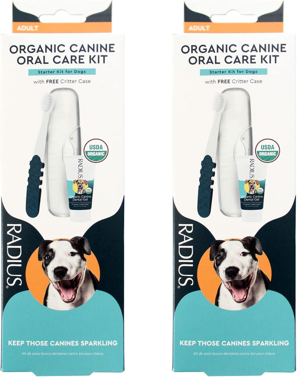 RADIUS USDA Organic Dental Solutions Adult Kit 2 Units | Includes 1 Dog Toothbrush & 1 0.8oz Non Toxic Toothpaste