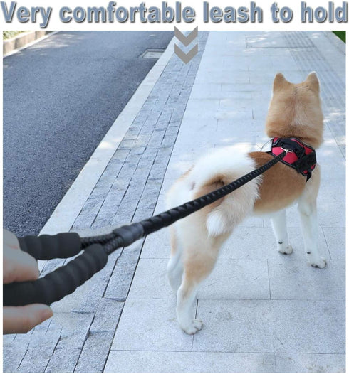6 FT Black Dog Leash, Strong Rope Heavy Duty with Highly Reflective Threads and Soft Padded Handle for Medium Large