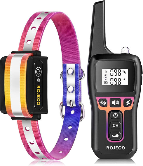ROJECO 3300FT Remote Dog Training Collar, IPX7 Waterproof Rechargeable Shock Collar for Large Medium Small Dogs