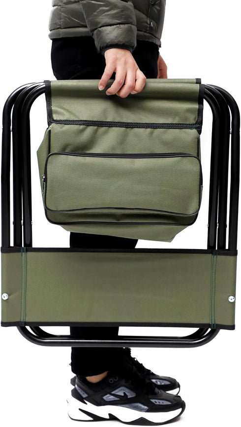 2-Pack, 280 lbs 19.3x15.35x30.5 Inches Portable Folding Camping Chair with Storage Bag, Green, Steel Frame with Oxford