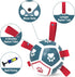 Dog Toys Soccer Ball with Straps, Outdoor Interactive Tug of War Toy for Small Dogs, Blue & Red, 5 Inch