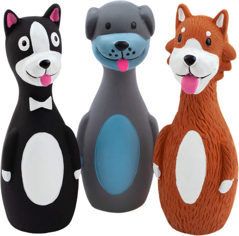 CHIWAVA 3 Pack 5.7 Inch Squeaky Latex Dog Toys, Standing Stick Interactive Play for Small Dogs