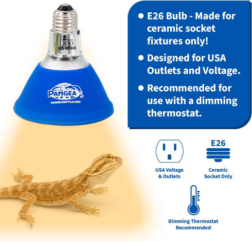 50W Bulb (50 Pangea Deep Heat Projector for Reptiles with Carbon Fiber Filament, Core Warming Infrared A and B