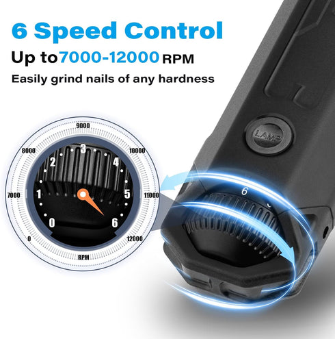 6-Speed Trimmer Casfuy Dog Nail Grinder - Newest Enhanced Pet Nail Grinder Super Quiet Electric Dog Nail Rechargeable