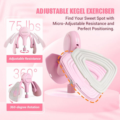 JHMFDDSB 360 15-75LB Thigh Trainer for Women, Pelvic Floor Exercise Device with Resistance Band, Adjustable Resistance