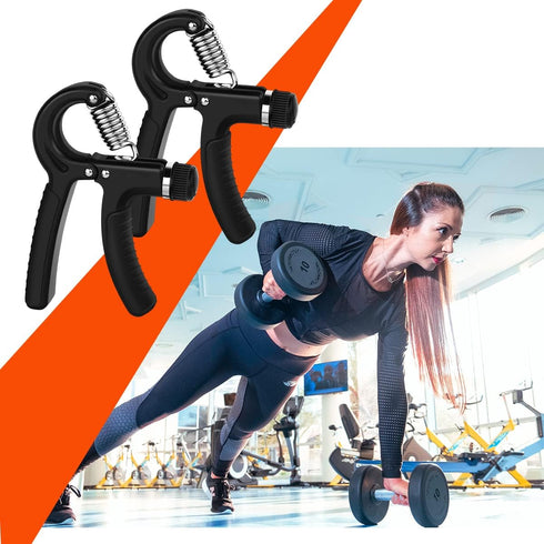 Hand Grip Strengthener Exerciser, 2 Pcs Adjustable Resistance 11-132 lbs Forearm Squeezer for Home Gym (Black)