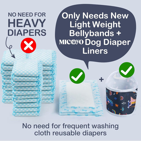 MICOOYO Male Dog Diaper Lightweight Dog Wraps Washable Dogs Diapers Doggie Belly Bands for Male Dogs, Small Reusable