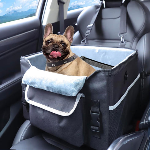25-30 lbs(Black) Foldable Dog Car Seat for Small Dogs,Potable Puppy Booster Seat with Harness &Safety Belt, Travel Pet