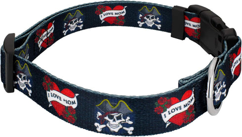 Country Brook Petz Deluxe I Love Mom Dog Collar, Attitude Collection with Untamed Designs (5/8 Inch, Small)