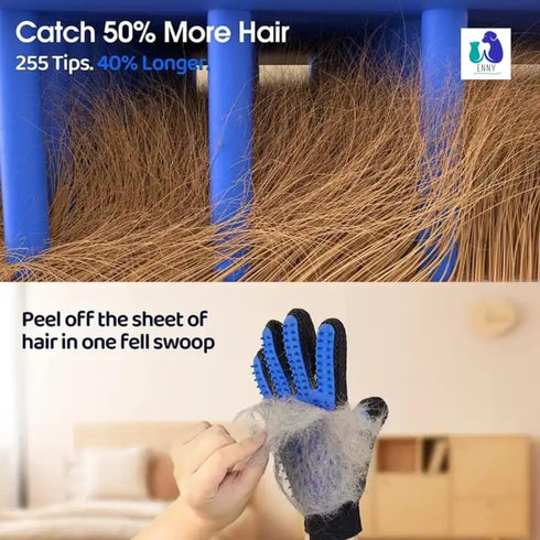 Pet Grooming Gloves, Cat Brushes for Gentle Shedding, Efficient Hair Remover Mittens for Dogs & Cats (Blue)