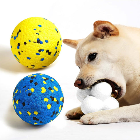 Durable Dog Chew Balls for Aggressive Chewers - Atom Teething Toys for Medium and Large Dogs, 3 Pack
