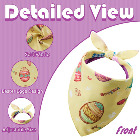 1 Pack Easter Dog Bandana, Colorful Easter Egg Puppy Scarf, Adjustable Triangle Double-Layer Reversible, Soft