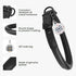 Soft Round Rolled Leather Dog Collar with ID Tag for Small Medium Large Dogs (14-17 inch, Black Midnight & Black Buckle)