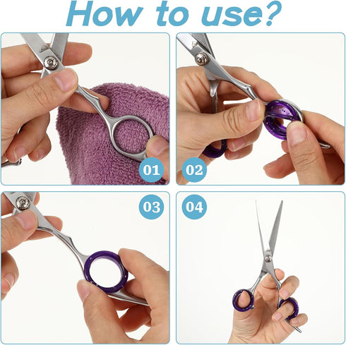 12 PCS Soft Silicone Scissors Finger Rings for Pet Grooming, Thumb Inserts, Finger Protector Ring for Animal Hair