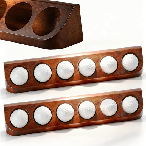 HPZIHYNAP 2-Pack Walnut Wood Golf Ball Display Case Wall Mount - Golf Ball
